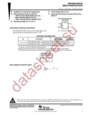 SN74AHC1G04QDCKRQ1 datasheet  